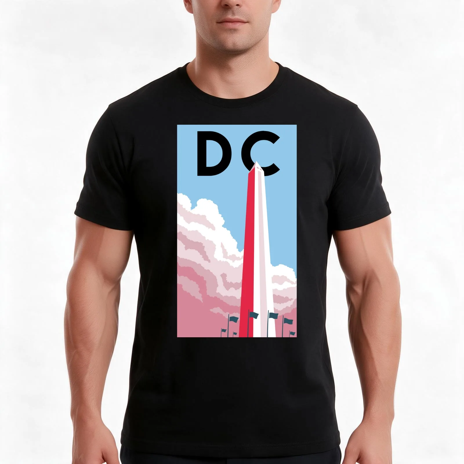 Washinton DC, Colorado Minimalist Poster Featuring the Washington Monument T-Shirt, Summer Casual Cotton Tee, Unisex Men Women