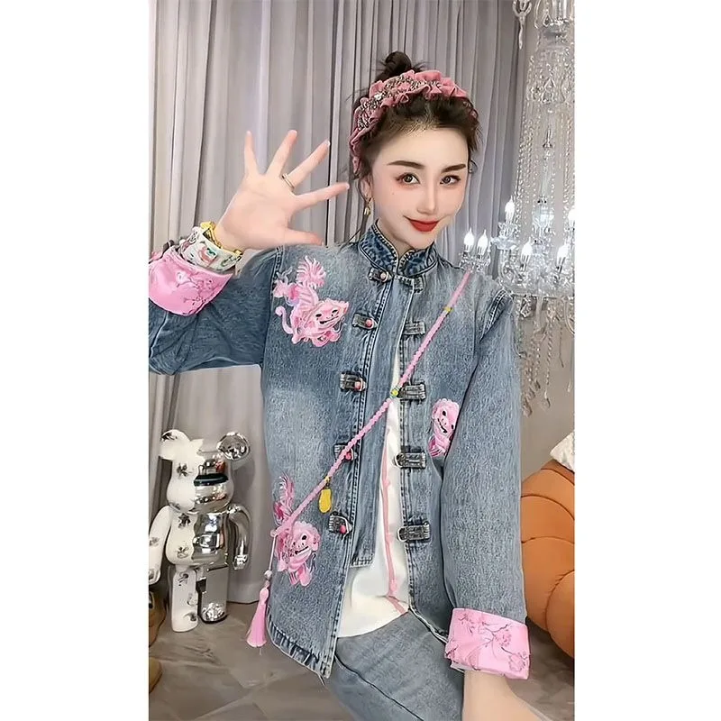 

Blouse Jacket Women's Spring Retro Luxurious Button-fastening Denim Comfortable Minimalist Casual Versatile Fashionable Unique