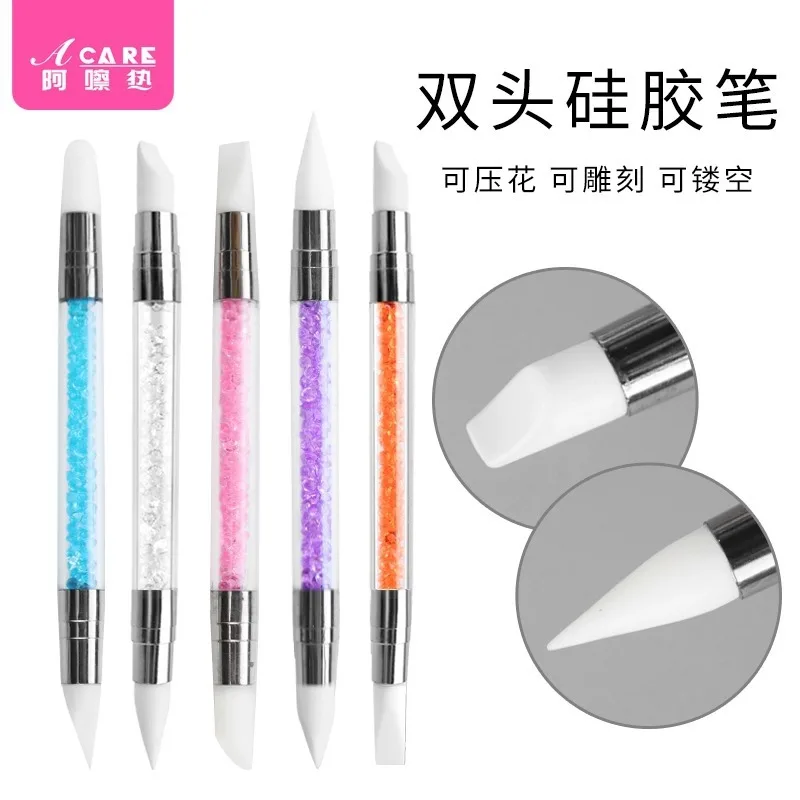 

DX01/Manicure brush/Embossing/A1PQ0-Easy to Use Silicone Pen Coated Magic Mirror Effect Powder Sticker Press Pen Carved