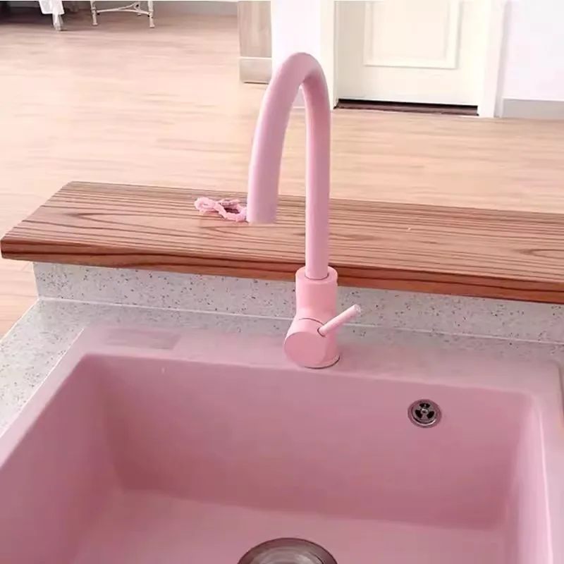 Roze Love Color Badkamer Wastafel Kraan Warm En Koud Kraan Messing Bassin Kraan Wit Of Zwarte Gootsteen Kraan Enkele Handgreep Waterkraan