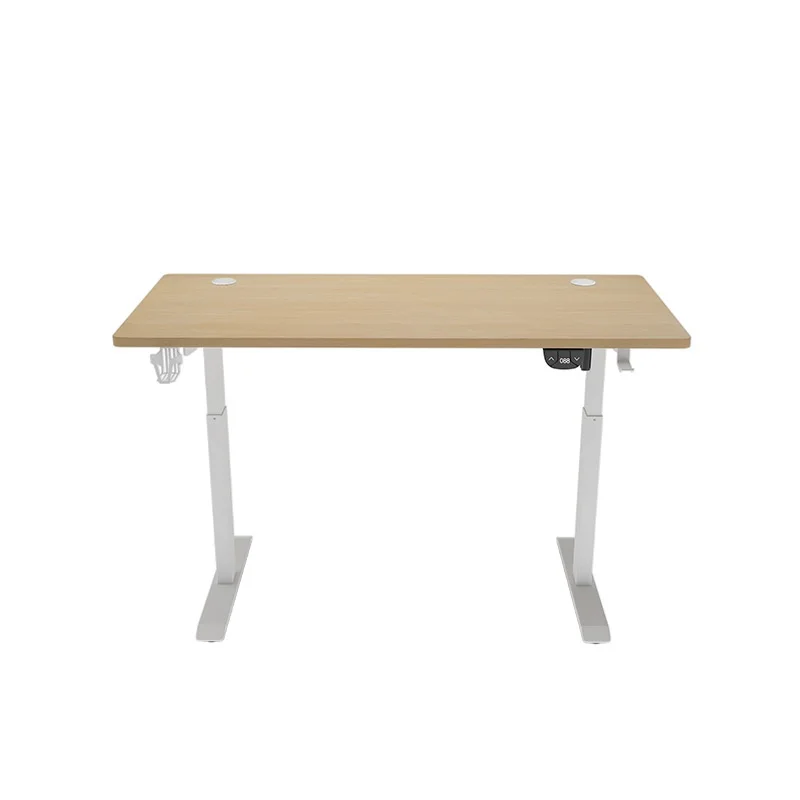 ue-  Panel Steel-frame PVC Surface Smart Office Electric Single-motor Lifting Ergonomic Height-adjustable Desk Cup-