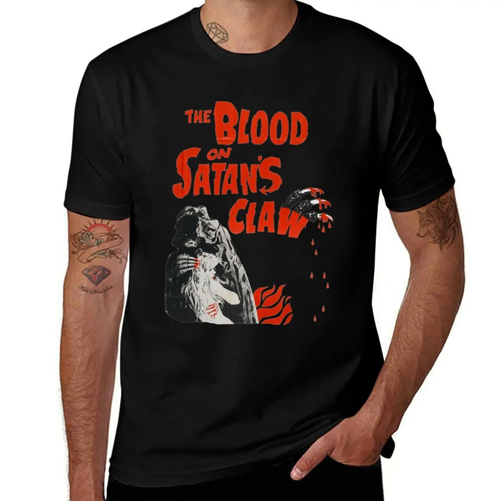 

The Blood On Satan's Claw T-Shirt boys animal print summer 2025 tops blue lock designer t shirt men