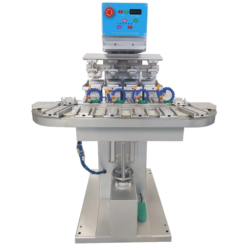 

Competitive 4 Color Pneumatic Semi-Automatic Pad Printing Machine Screen Printer New Plastic Perfume Wine Glass Bottle Cup Cap