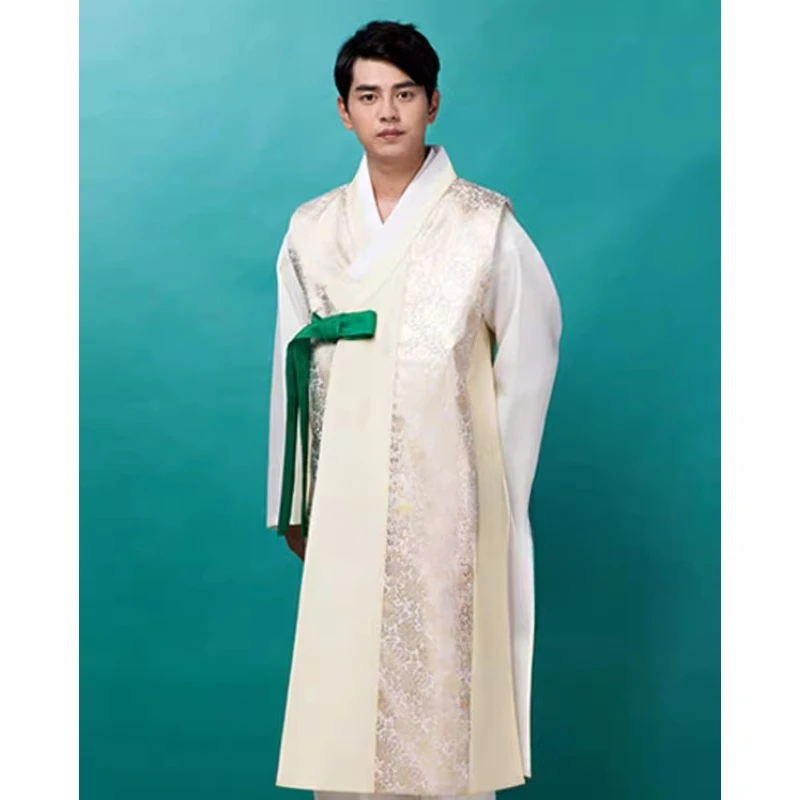 Korean Imported Fabric/men's Long Vest Korean Clothing/men's Wealthy Family Korean Clothing