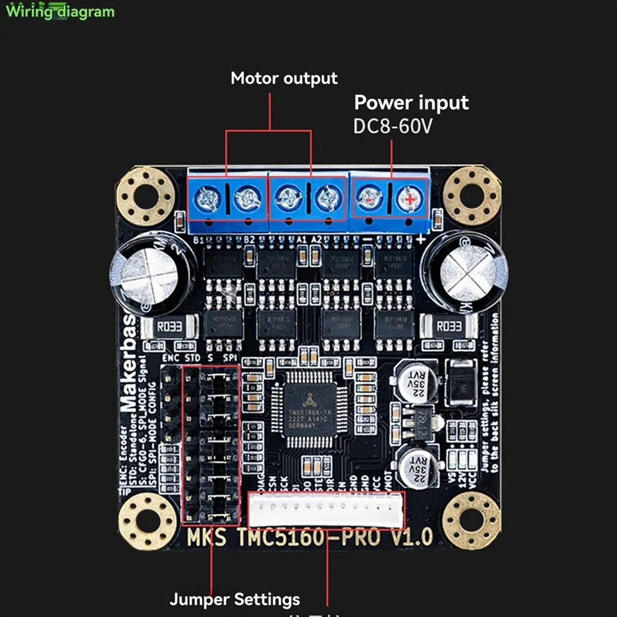 A72Z  TMC5160-PRO Stepper Motor Driver High Valtoge 8-60VDC SPI Mode for Klipper 3D Printer Parts