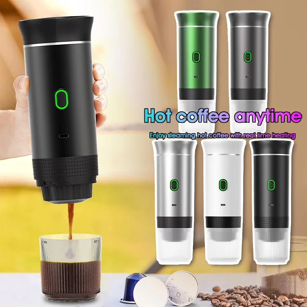 

3-in-1 Rechargeable Auto Heating Camping Travel Coffee Machine Upgraded Portable Espresso Machine, Capsule Coffee Maker