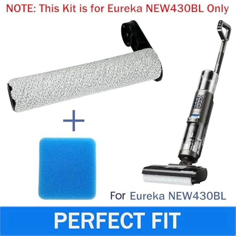 ABDJ-Replacement Brush Roller & Sponge Filter Set For Eureka NEW430BL/For JONR ED12 Vacuum Cleaner(2 Brush Rollers+4 Sponges)