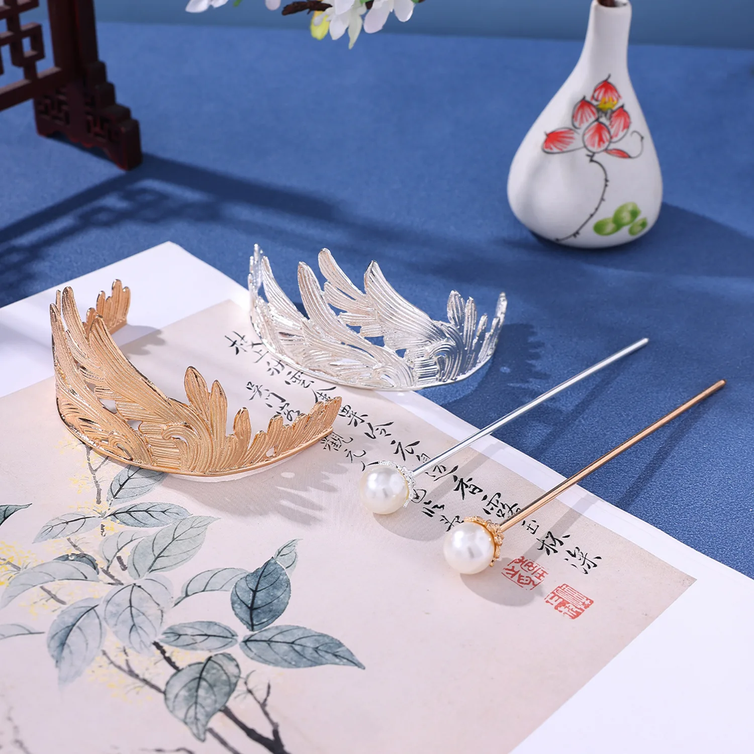 Chinese Style Hair Crown Set Alloy Unisex Hanfu Hair Accessories Metal Crystal Hair Stick Chinese Style Cosplay Parties Tiaras view 3