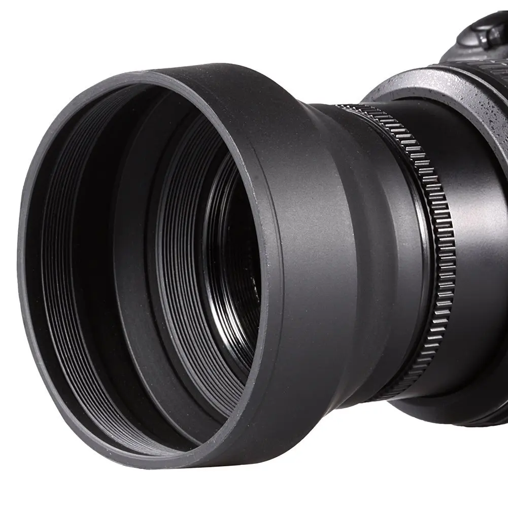 FFYY-52MM 3-IN-1 Lens Hood Lens For Canon EOS, Nikon, Pentax, Sony, Sigma And Other Camera Lenses With Filter Size 52MM