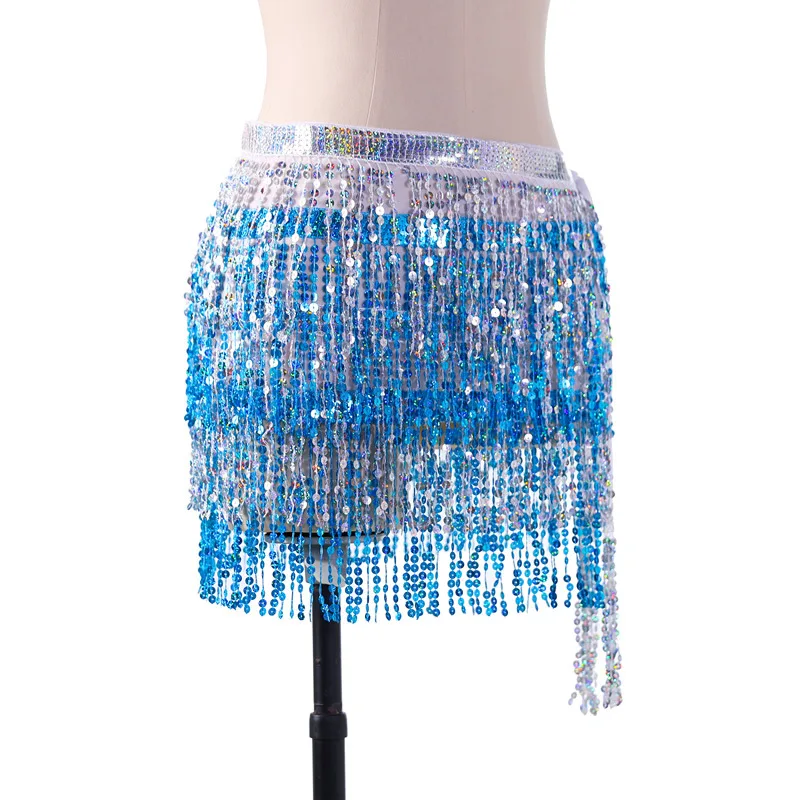 Boho Sequin Tassel Hip Scarf Belt Dancer Performance Costume Stage Mini Skirt Rave Party Sparkly Fringe Festival Clothing Sexy