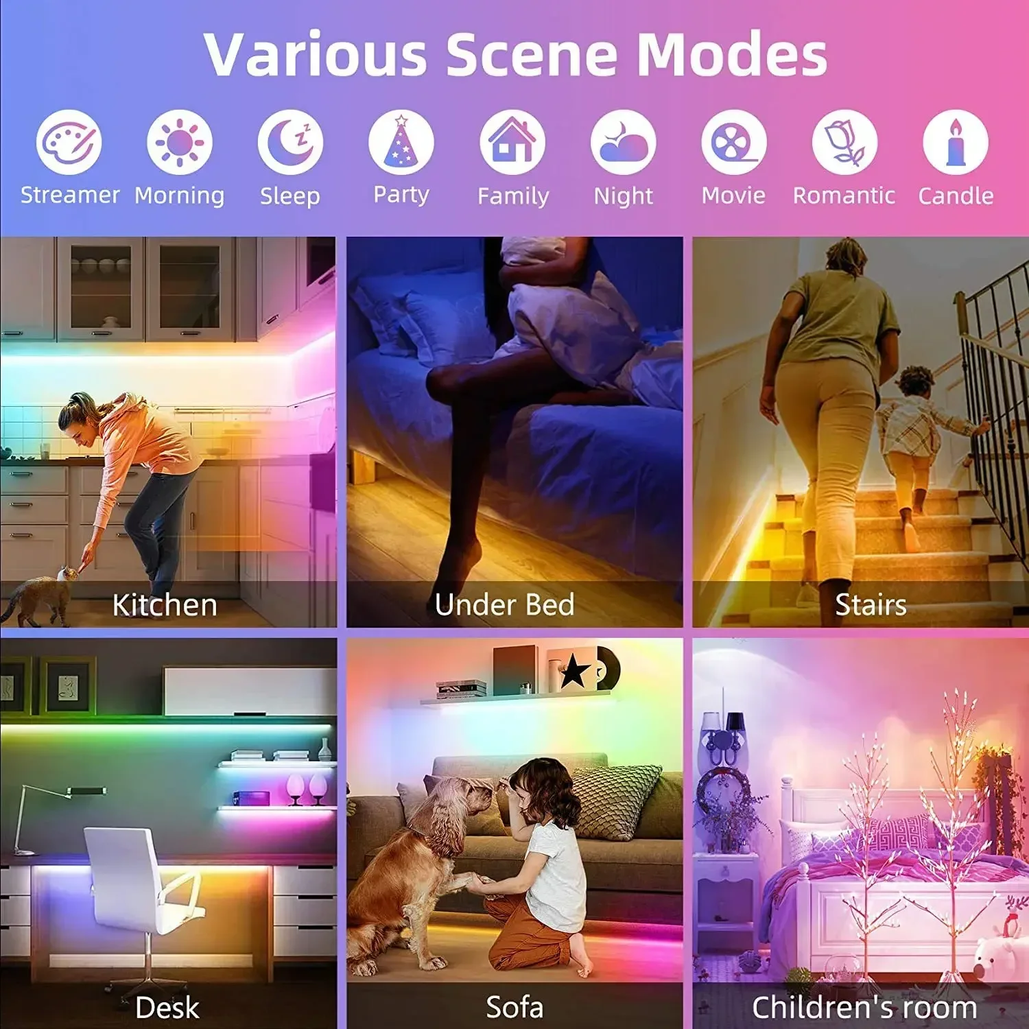 Xiaomi Night Lamp Led Strip Lights Motion Sensor 5V Usb Plug 3M 5M RGB Backlight Smart Music Sound For Bed Room Christmas Decor