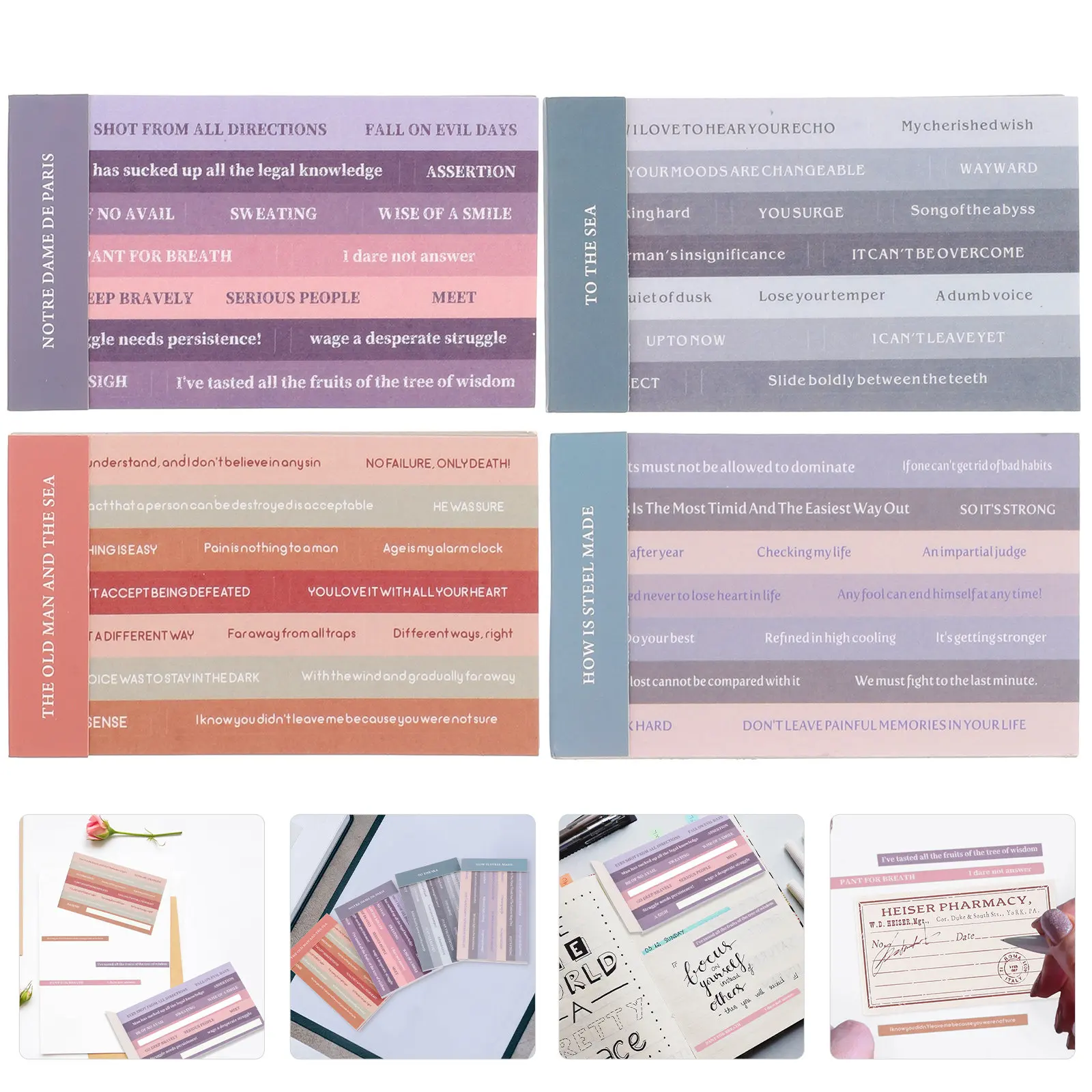 

4 Bag Motivational Stickers Adhesive English Sayings Design for Journal Hand Account Planner Gift Wrapping Retro Words Material
