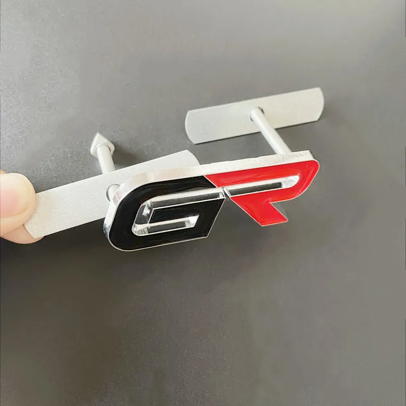 3D Metal Black Red Logo GR Emblem Letters Car Front Grill Badge For Toyota Hilux CHR Corolla Yaris GR Sticker Accessories