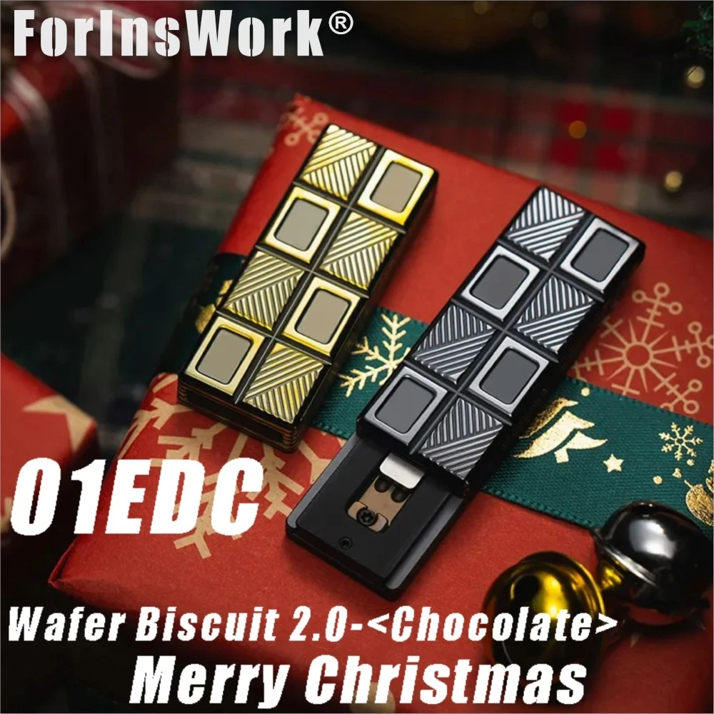 01EDC Merry Christmas Wafer Biscuit 2.0 Chocolate Ultra-Thin Ejection Push Slider Tuning Fork Structure Mechanical Resonance Toy