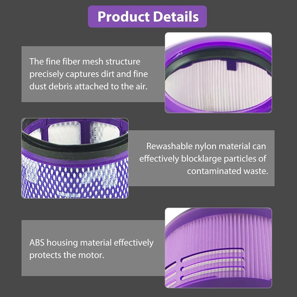 استبدال مرشحات ABXHH 3 قطع لـ Dyson V12 Detect Slim، Slim Animal، Slim المكانس الكهربائية المطلقة SV34 SV35 Filter