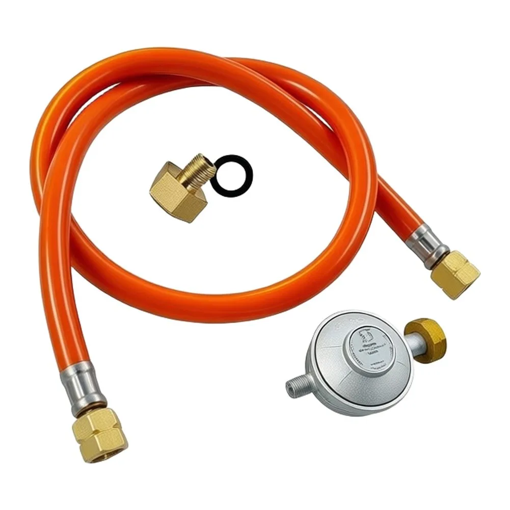 1.5m Pressure Reducing Valve for BBQ Grills Ovens Grilling Equipment Water Heaters Steak Broilers with G1/4 19LH to G1/2 Adapter