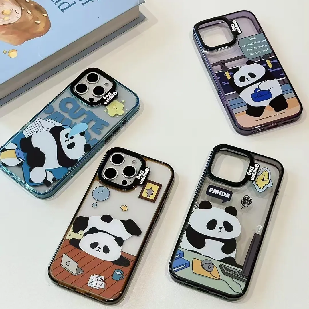 

Милый мультяшный узор панды, подходит для iPhone 16 Pro, окрашенный чехол для мобильного телефона 16 Pro Ma, противоударный чехол