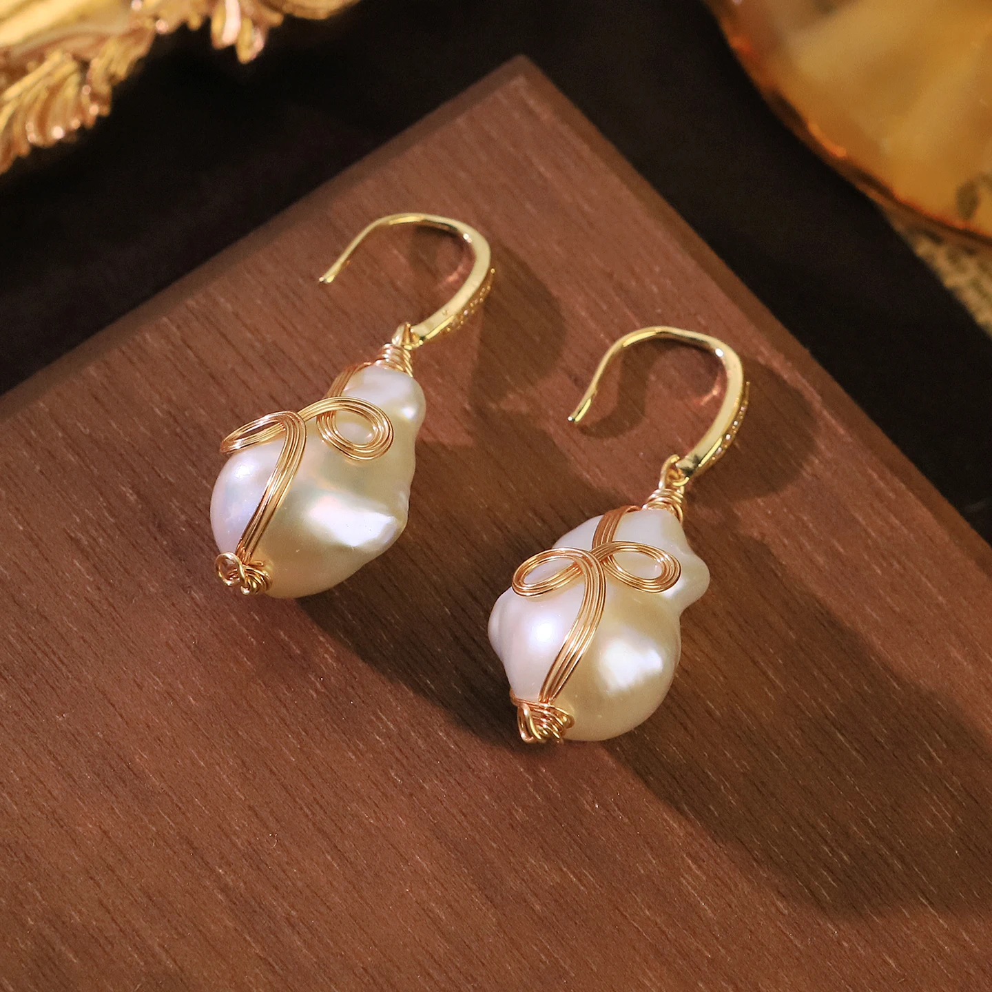 Genuine Freshwater Baroque Pearl Earring for Women Daily Party Original Design Wire Wrapped Earring European American Style Jewe