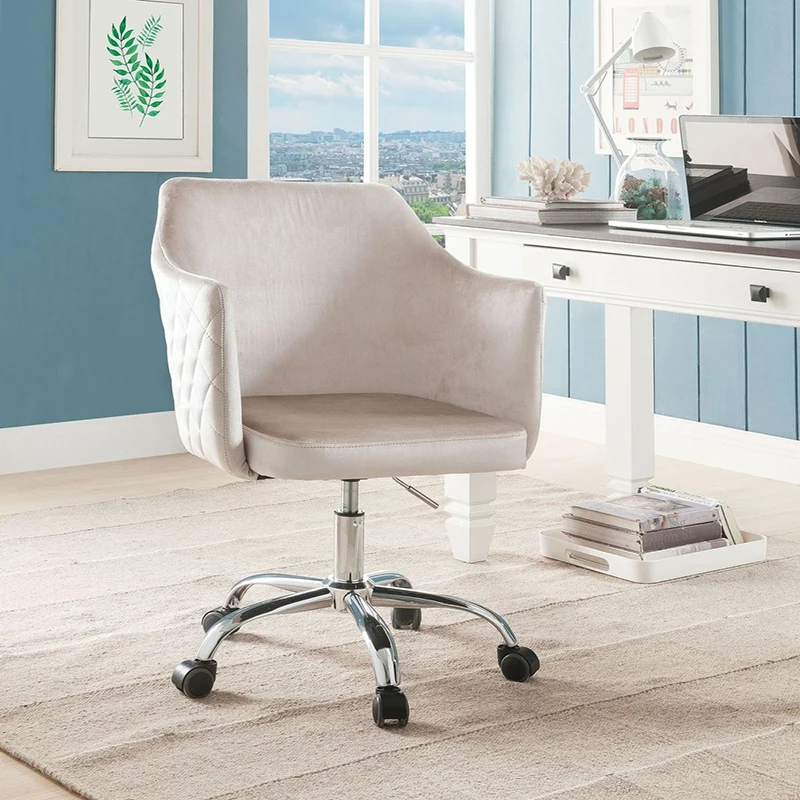 

ACME Cosgair Office Chair in Champagne Velvet & Chrome 92506 On-Site