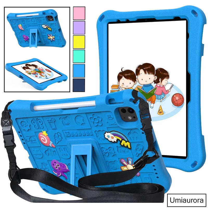 

For IPad Mini 7 8.3" Air 9.7 8th 9th 10.2 10th 10.9 11th Gen A16 Pro 11 inch M2 M3 M4 Kid Shockproof EVA Case Stand Tablet Funda