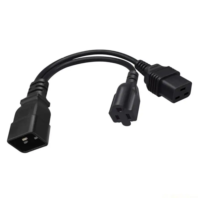 E56B Power Adapter Splitter Cable, C20 to C19 5 15R Socket Plug Converter Power Extension 0.32m Length Power Supply Cord