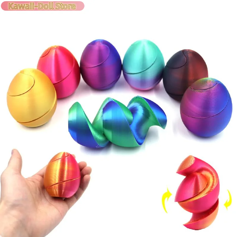 1Pc 3D Print Spiral Eggs Impossible Shuttle Toys Passthrough Sculpture Mini Vortex Thread Illusion Home Desktop Decor Toy