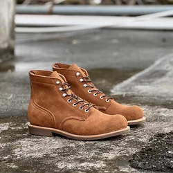 Handmade Military Boots Autumn Winter Goodyear Men Ankle Boots Real Leather Shoes Tooling Outdoor Motorcycle Boots High Quality