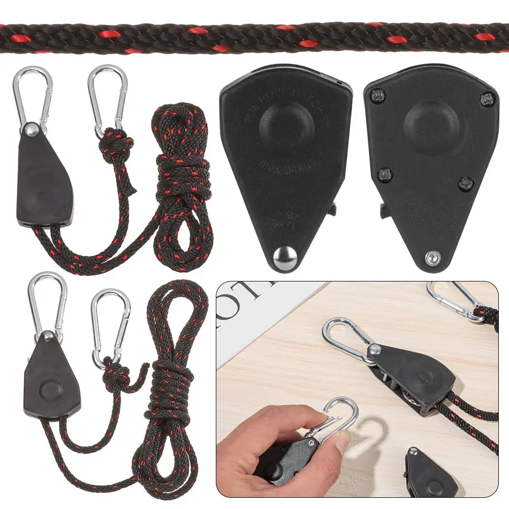 2/2.4/3.6m Camping Tool Lights Lifting Adjustable Rope Fastener Fixed Buckle Pulley Ratchet Hangers Tensioner