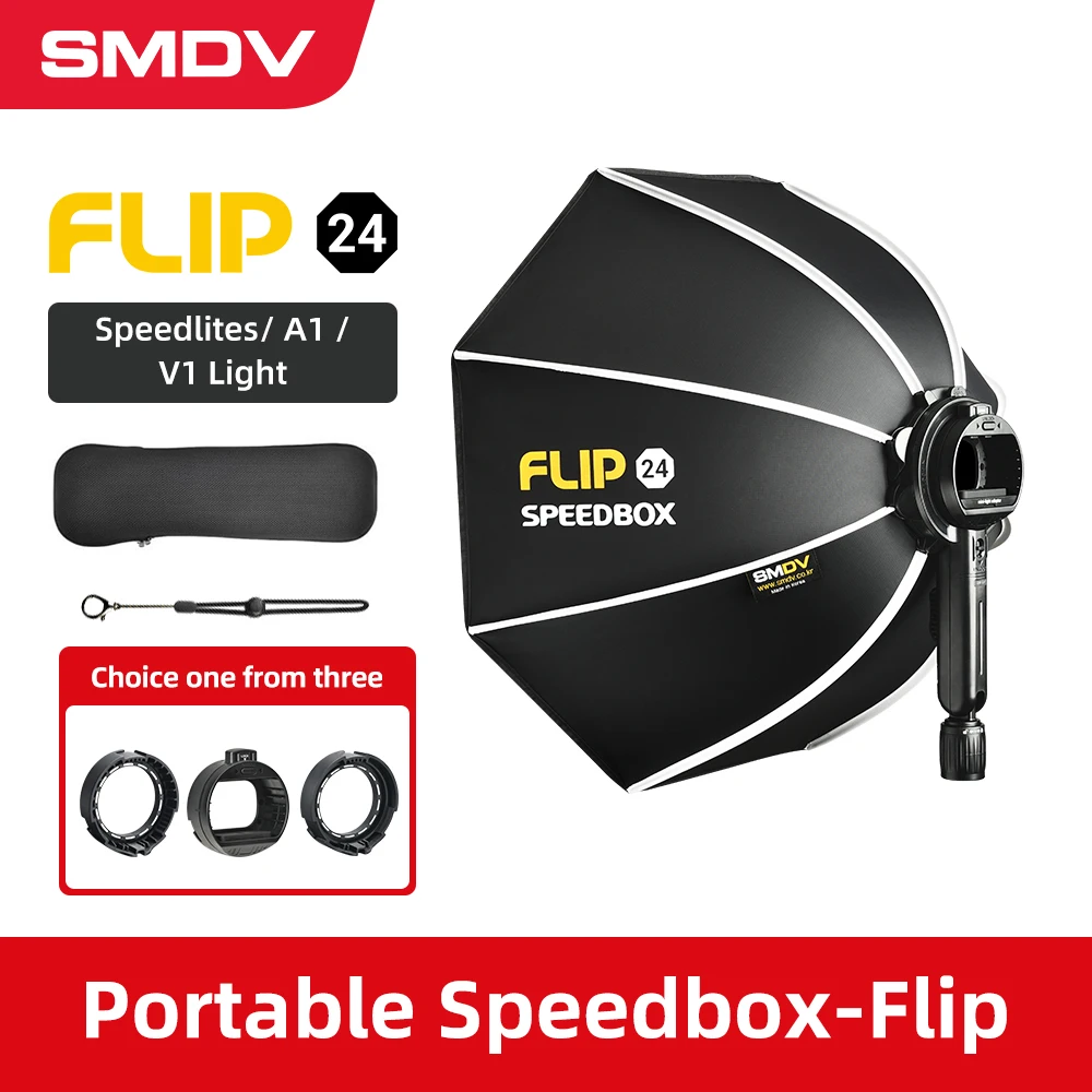 SMDV Flip 20 24 28 Quickly Release Parabolic Out Door Softbox for  A1 Godox V1 AD100PRO V860II AD200 Flash Soft box