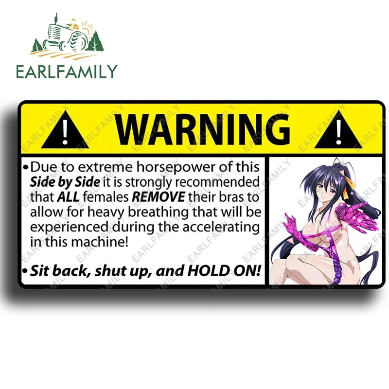 EARLFAMILY 13cm X 6.7cm For Himejima Akeno No Bra Warning Car Stickers Windshield Decal Graffiti Anime Camper Vinyl Decals