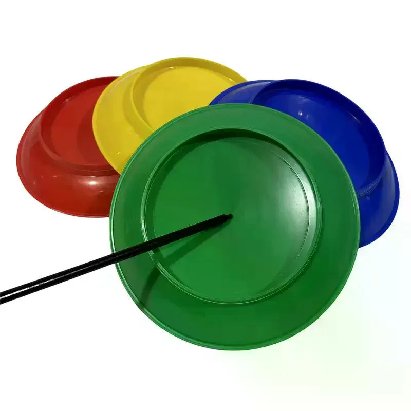 Assiettes de jonglage colorées pour l'entraînement, le divertissement, les compétences de cirque, accessoires de performance acrobatique sur scène