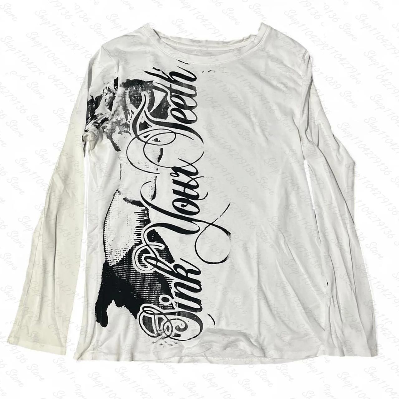 

Готическая Harajuku винтажная футболка в стиле панк с эмо для девочек, повседневная футболка с длинными рукавами и шикарным принтом Y2K, эстетичная женская уличная одежда, модная эмо-осень