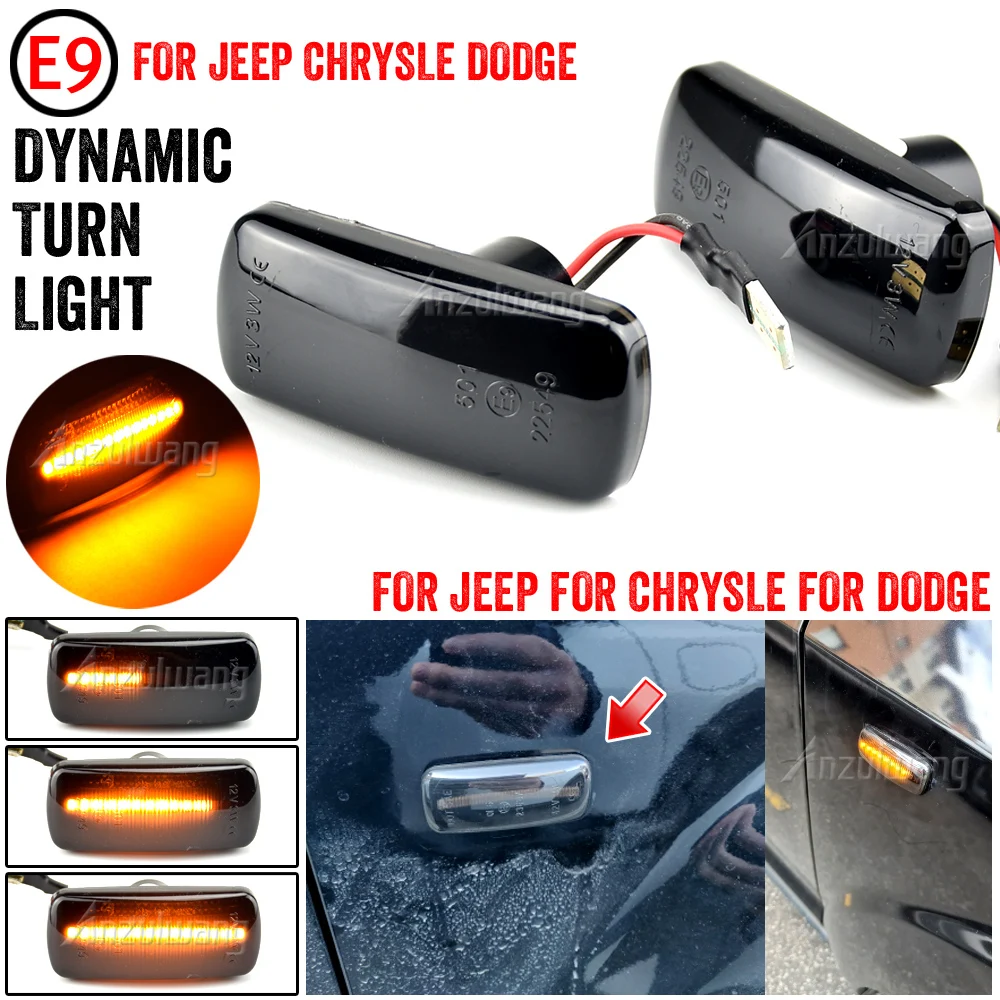 

2xDynamic LED Side Marker Light Turn Signal Lamp For Jeep Compass Patriot Dodge Nitro Journey Acenger Fiat Freemont Chrysler 300