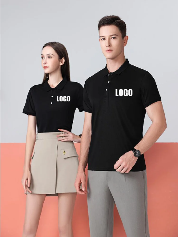 EU Size Polo Shirt for Men Women Waiter Short Sleeve Work Wear Custom Company Logo Cafe Hotel Bar Uniform Printing Embroidery