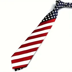1 Men's Flag Stars and Stripes Red, White, Blue Necktie Striped Tie Ideal Gift Choice