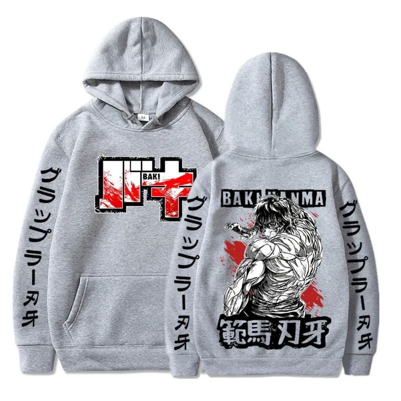 Anime Hanma Baki Heren/Dames Hoodie Lange Mouw Losse Casual Sweater Paar Stijl Unisex Streetwear Oversized T-Top