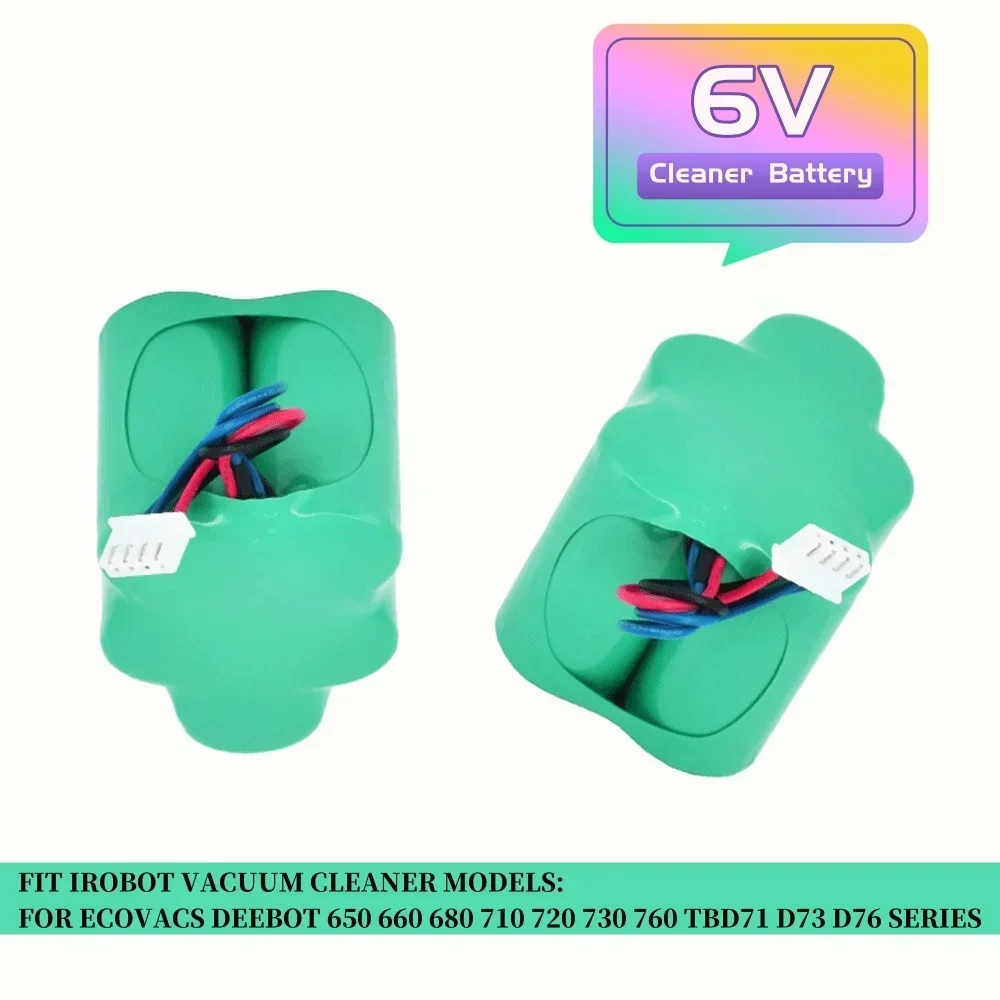 بطارية روبوت للمكنسة الكهربائية 9800mAh 6V Ni-MH لـ 620 710 D73 D76 ECOVACS LP43SC 3300P5 تناسب COD RB001 CEN630 TBD71 إلخ