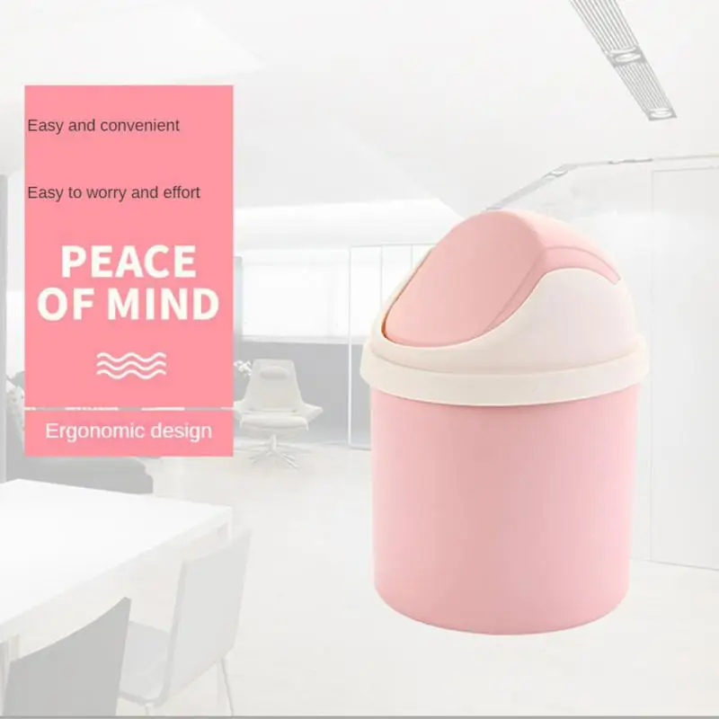 Waste Bins Mini Desktop Bin Shake Lid Type Waste Can Tube With Cover Bedroom Trash Can Garbage Can Storage Box Cleaning Tools