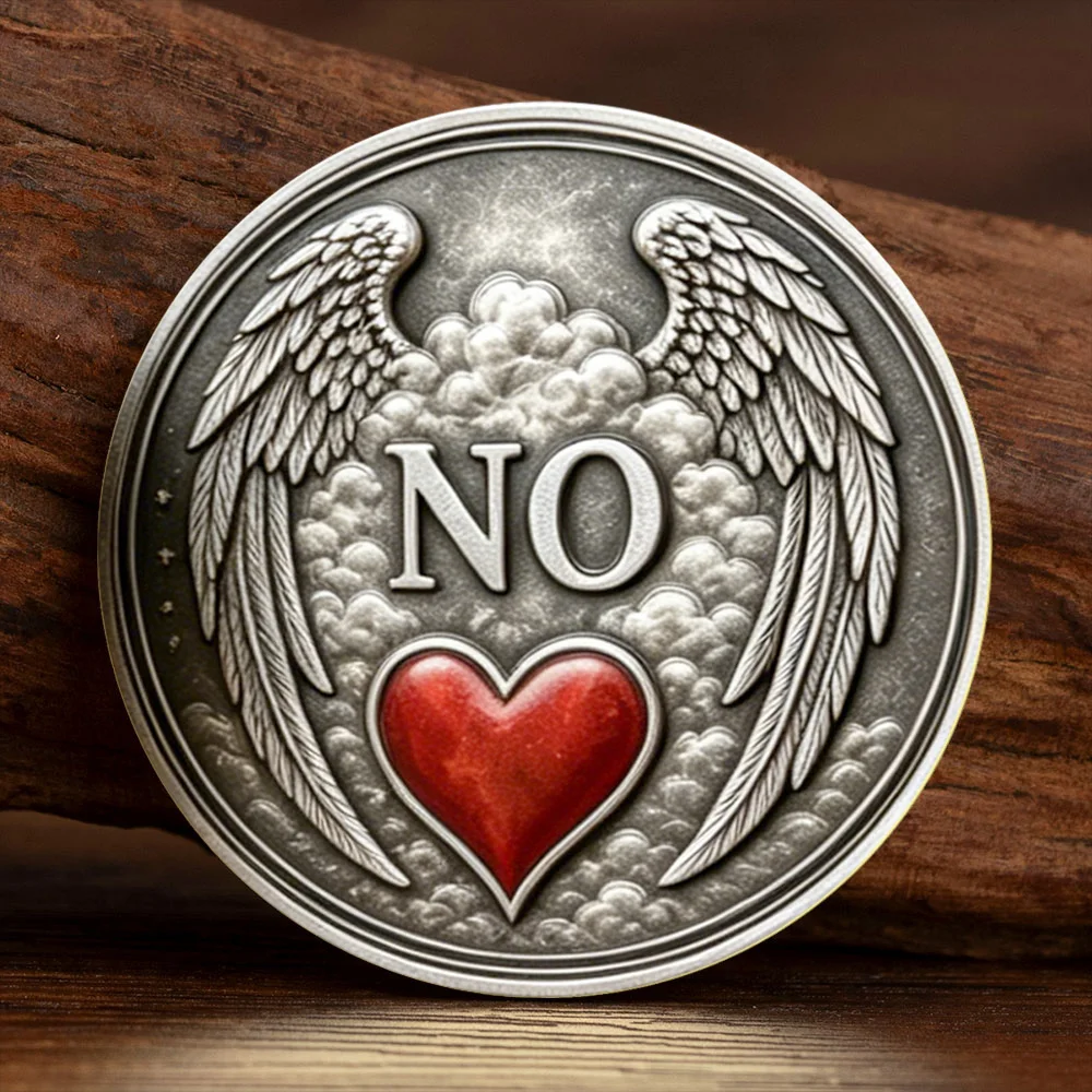YES NO Decision Sun Moon Angel Wings Souvenir Coin 2D Flat Tarot Witchcraft Wicca Fortune Telling Collectible Coin Souvenir Gift