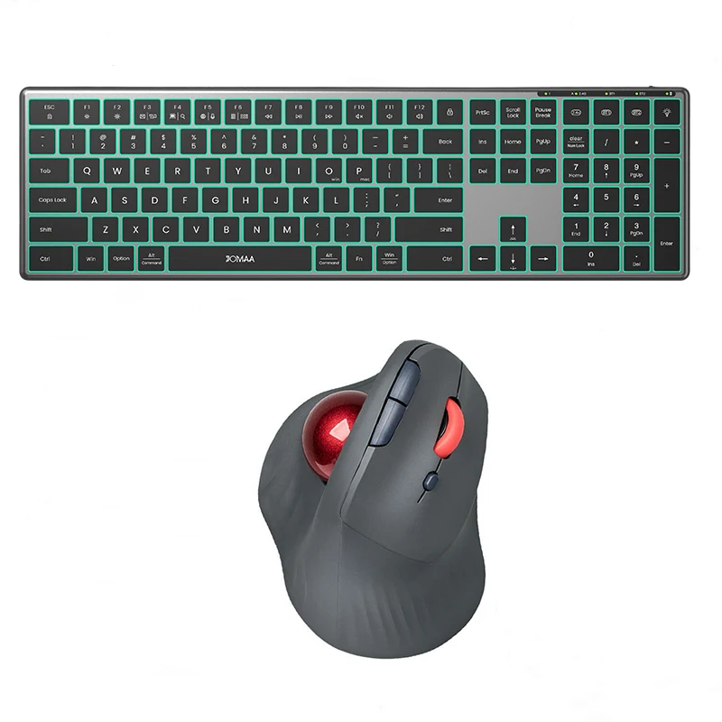 

Wireless Keyboard Backlit,Rechargeable Bluetooth Keyboard Mouse Combo,Trackball Mouse, Keyboard Set for Mac, Windows,PC Computer