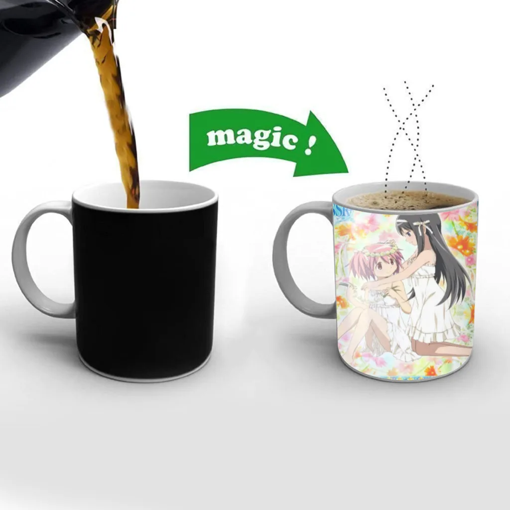 

Puella Magi Madoka Magica Tea Coffee Mugs Thermal Color-changing Cups 11OZ Ceramic Milk Cup Birthday gift