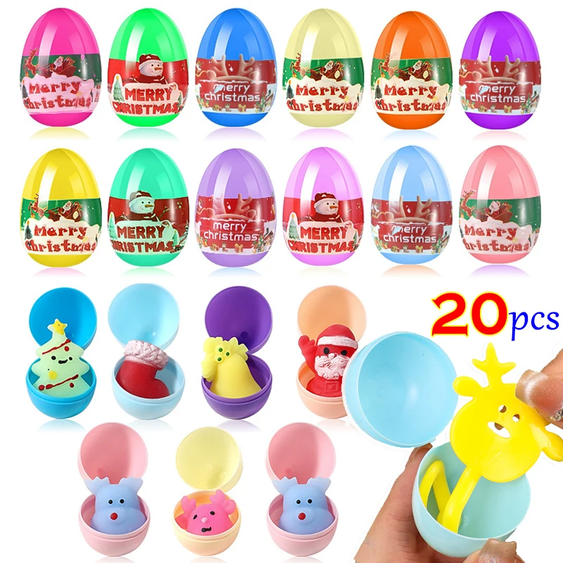 20Pcs Mini Christmas Doll Twisted Egg Toys Open Box Trick Sticky Wall Palm Spinning Egg Toys Interactive Gifts for Children