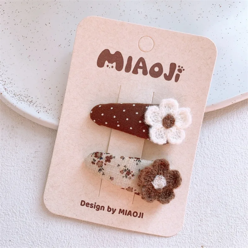 

Beige Brown Bow Love Floral Hair Clips for Girls Side Bangs Clips Elastic Ponytail Holders Non Slip No Damage Hair Accessories