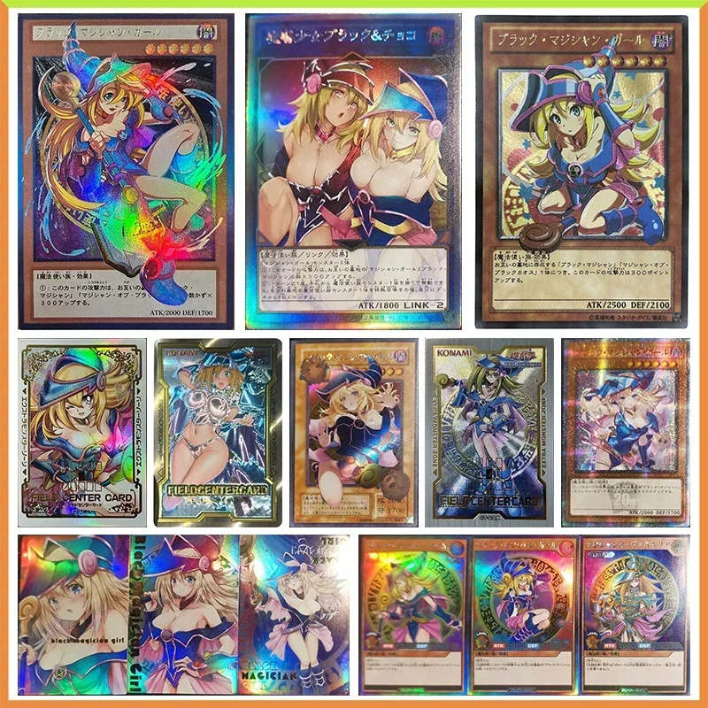 Anime Yu-Gi-Oh DIY ACG Laser Flash Black Magician Girl Toys for boys Tabletop Game Collectible Cards Christmas Birthday Present