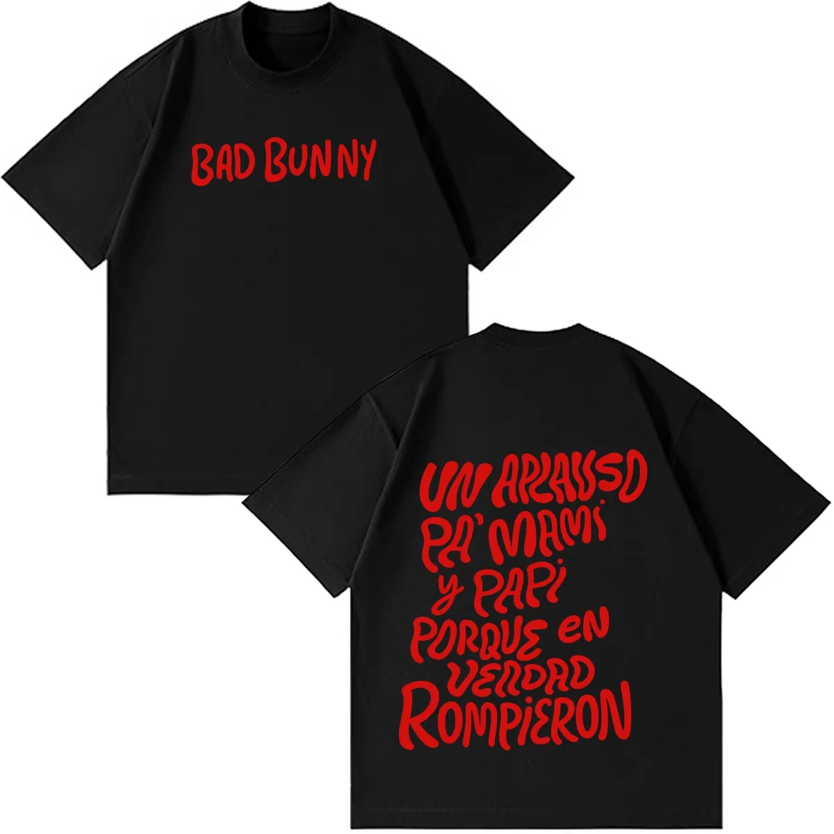 Bad Bunny Tour Debi Tirar Mas Fotos (DTMF) Merch T-Shirt, ästhetisches, übergroßes Hip-Hop-Oberteil aus reiner Baumwolle, Unisex-Kurzarmshirt