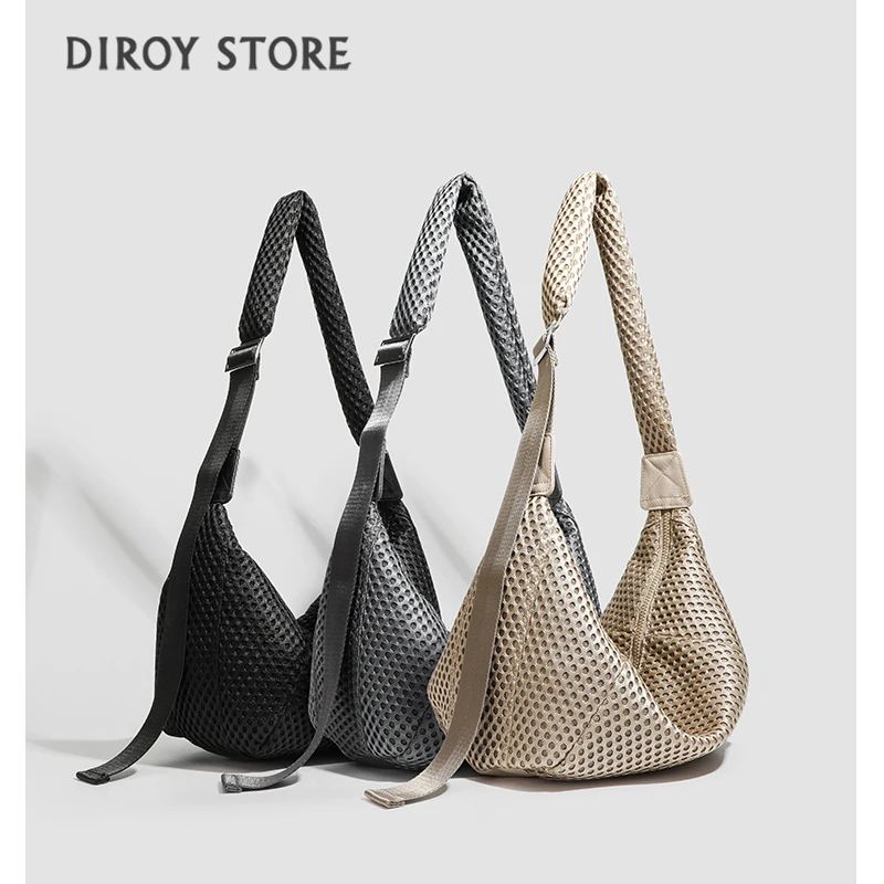 

Y2k New fashion high-quality tote bag mesh air layer messenger bag large capacity commuter bag simple versatile shoulder bag
