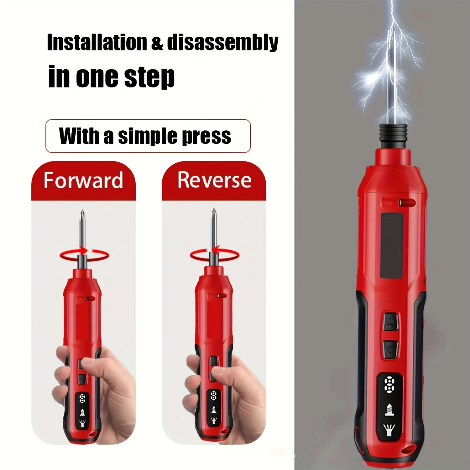 Kit de chave de fenda elétrica, chave de fenda 5 configurações de torque, chave de fenda elétrica sem fio com luz de trabalho LED, 36 pontas de chave de fenda,