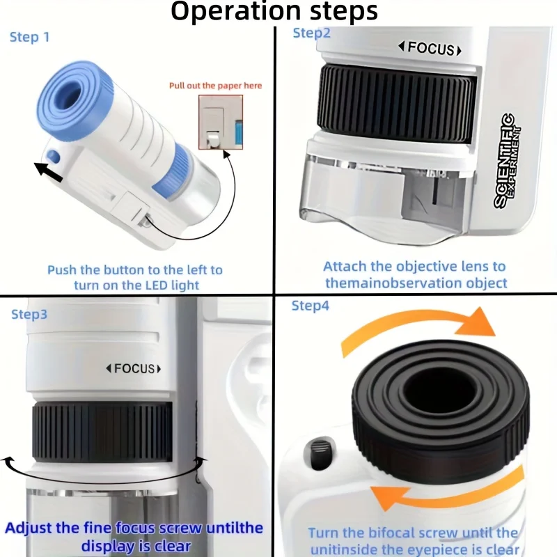 Handheld Microscope Kit Lab  Home School Biological Science Educational Toys For Children Birthday Gift