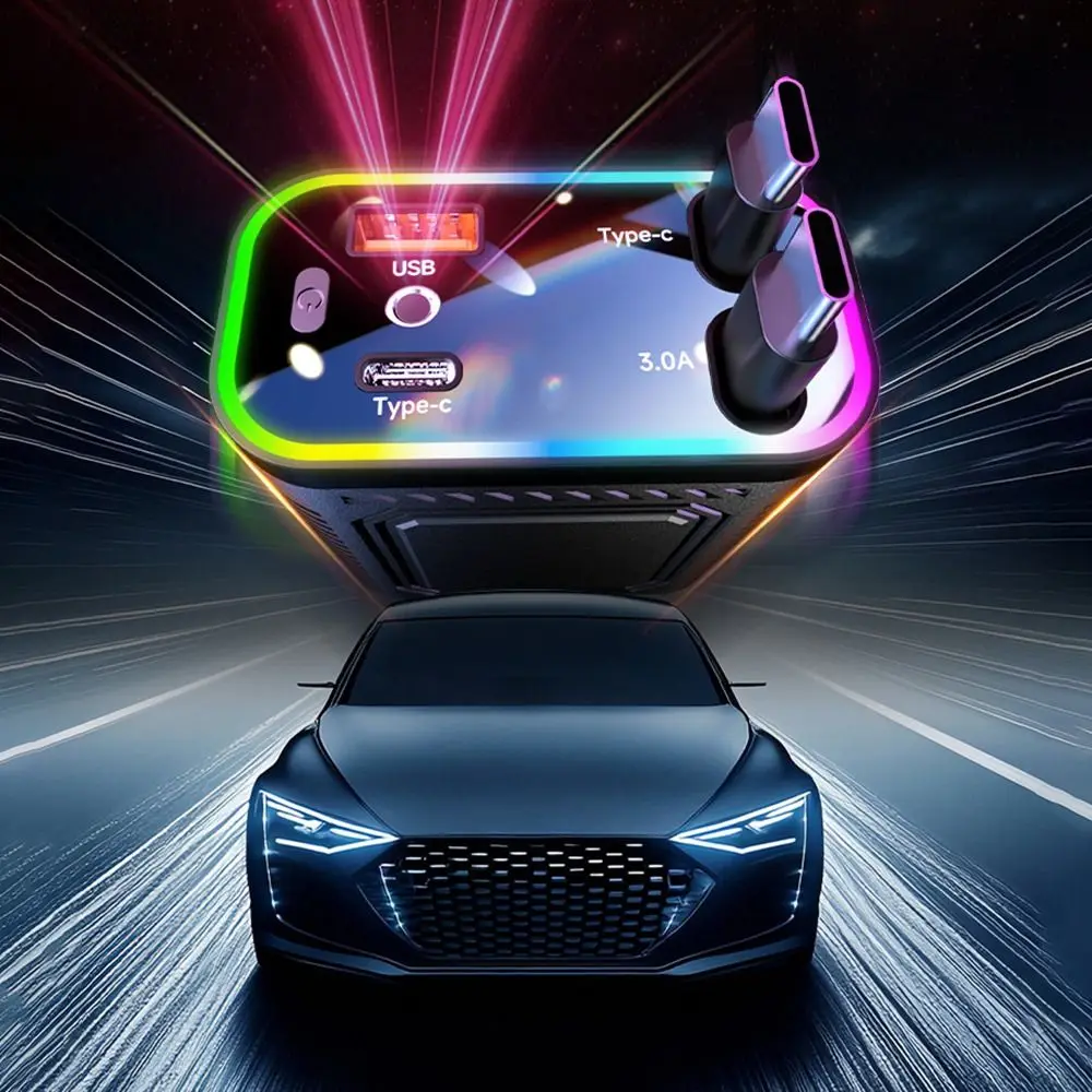 

Портативное автомобильное зарядное устройство для телефона мощностью 120 Вт, выдвижной автоматический адаптер питания Starlight, 4-в-1, двойной кабель типа C, адаптер для зарядки