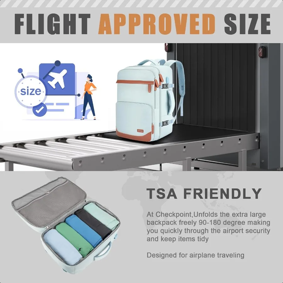 40L Travel Backpack with USB Charging Port WaterResistant Carry On Backpack for Men Women Busin Laptop Backpack for Trips Commu